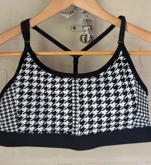 Nike Black & White Houndstooth Racerback Bralette sports bra thumbnail 1