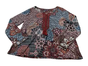 GLORIA VANDERBILT long sleeve bohemian top thumbnail 1