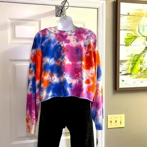 Wild Fable Bright and Comfy Tie Dye Crewneck Cropped Sweatshirt- XXL thumbnail 4