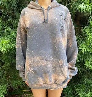 Distressed Stained Gray Destroyed long sleeve pullover Hoodie Size L thumbnail 1