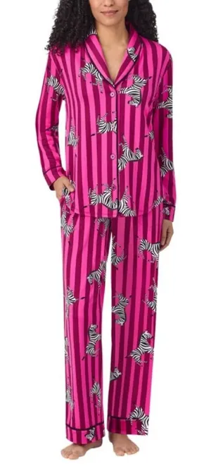 NWT Room Service Women's Shawl Collar Pajama Set Pink L thumbnail 1