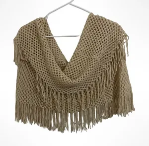 Elegant Tan Knit Scarf thumbnail 1