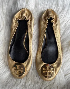 Tory Burch Gold Metallic Leather Ballet Flats thumbnail 1