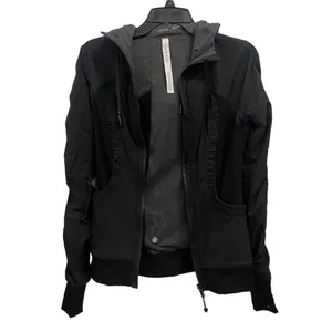 Lululemon Athletica Women’s 4‎ Full Zip Black Hoodie Jacket Ruched Lined thumbnail 2