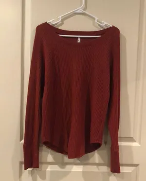 Mudd Red / Burgundy Long Sleeve Waffled Shirt thumbnail 1