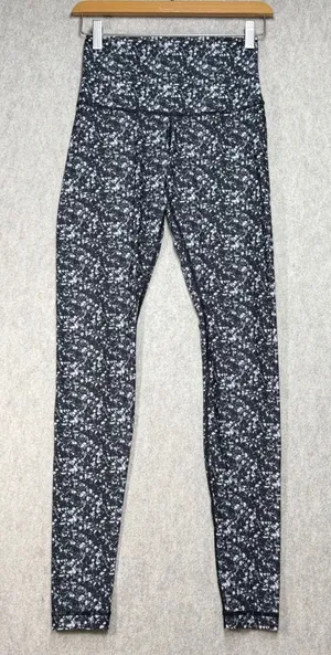 Lululemon Wunder Under Leggings Black White Confetti Speckle‎ Print Athleisure thumbnail 1