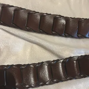 Source Unknown BROWN LEATHER BELT THICK INTERLOCKING LEATHER MADE IN ARGENTINA SIZE40 LENGTH50” thumbnail 4