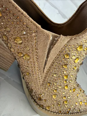 Vintage Havana Dante Gold Rhinestone Pointed Toe Low Heel Mule - NWOB thumbnail 10