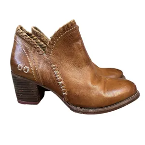 Bed‎ Stu Cobbler Carla Brown Leather Booties Womens 6.5 Ankle Boots Side Zipper thumbnail 2