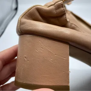 Everlane Nude Leather Round Toe Low Block Heel Womens 10 Chunky Heels Stretch thumbnail 3