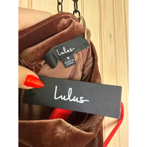 NWT Lulus Gorgeous Darling Brown Velvet Sleeveless Mock Neck Dress Party Sz S thumbnail 6