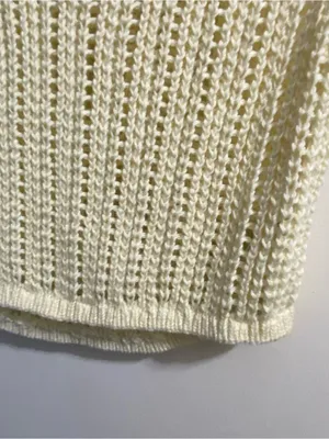 American Eagle Womens S Small 32” Ivory Beige Crochet Knit Sweater Vest Beach thumbnail 5