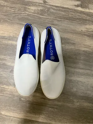 Rothy's Women’s White Slip-On Loafers with Navy Insole thumbnail 11