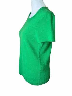 J. Crew 100% Cashmere Short Sleeve Sweater Top Kelly Green Size Small Crewneck thumbnail 13