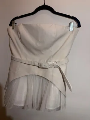 Hutch x Anthropologie White Twofer Tube Top Strapless Corset Style Size 8 thumbnail 4