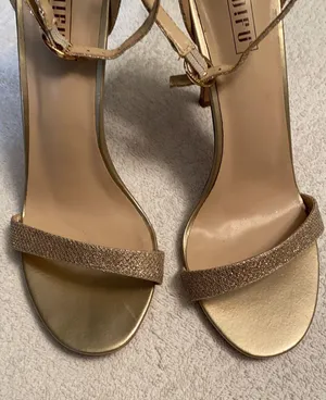 Didifu glitter gold stiletto ankle strap heels Sz 8.5 thumbnail 2