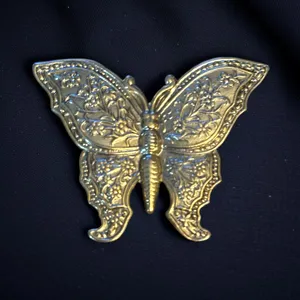 Vintage gold tone embossed butterfly brooch thumbnail 1