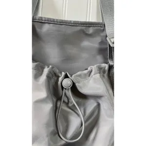 Bearpaw Gray Nylon Tote Bag Front Drawstring Pocket Travel Work Casual Zippered thumbnail 3