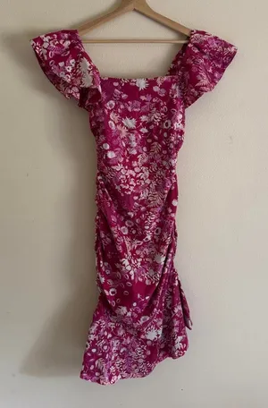 Sachin & Babi x Dillards Ellen pink magenta floral cotton ruffle sheath dress 4 thumbnail 1