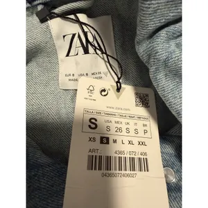 Zara Denim Jeans Jacket Cropped Blue Color‎ Block thumbnail 3