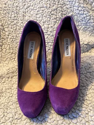 Steve Madden Sarrina Purple Suede Platform Pumps Chunky Block Heel Size 6.5. thumbnail 3