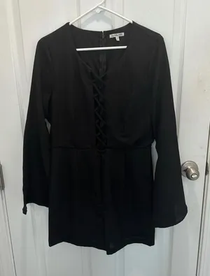 Charlotte Russe Black Long Sleeve romper thumbnail 1