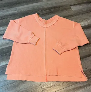 Aerie Wonder Peach Coral V-Neck Sweatshirt thumbnail 3