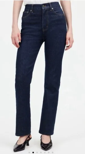 MADEWELL 90’s High‎ Rise Straight Size 26 in Norman Wash Dark Wash Blue thumbnail 1