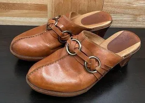 FRYE Boots Cognac Cheryl Triple Ring Clog Mules Size 8.5M thumbnail 1