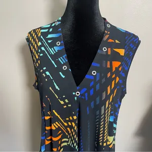 Joseph Ribkoff abstract colorful sleeveless blouse size 10 thumbnail 2