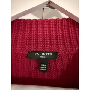 Talbots burgundy cotton mock neck ribbed sweater size XL petite thumbnail 3