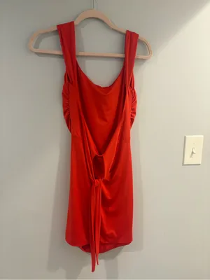 Red Draped Sleeveless Women’s Dress Size M thumbnail 2