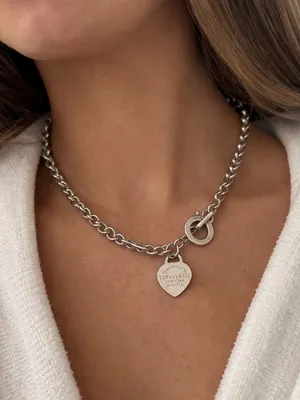Tiffany & Co. Sterling Silver Toggle Charm Necklace with Teal Pouch thumbnail 2
