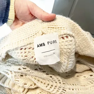 AMS Pure Long Sleeve Duster Maxi Wool Blend Cardigan Sweater Cream 6 thumbnail 3
