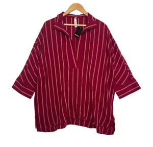 New Belle Isle Torrid Tunic Top Womens Large Red Striped Gauze Cotton Beach Boho thumbnail 1