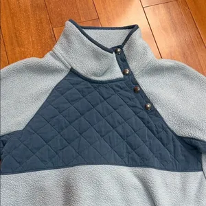 Abercrombie & Fitch Blue Snap-Front Fleece Quilt Chest Panel Tunic Size‎ S thumbnail 2