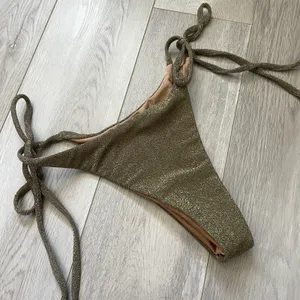 Sie Bikini Bottoms glitter sparkly cheeky thong womens Olive Brown (small) swim thumbnail 2