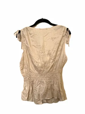 Y2K Vintage Rampage Bohemian Beige Lace-Trim Button Front Sleeveless Top thumbnail 4