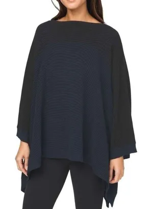 Lululemon It All Lines Up Poncho Sweater OS Navy Black Ribbed Knit Travel‎ Cozy thumbnail 1