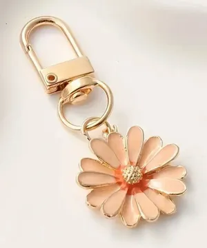 Pink and coral daisy, mini purse, charm thumbnail 1