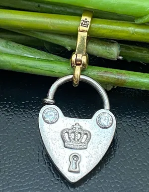 Retired RARE 2-tone “LOVE ME” Lock Collectible Bracelet Charm thumbnail 1