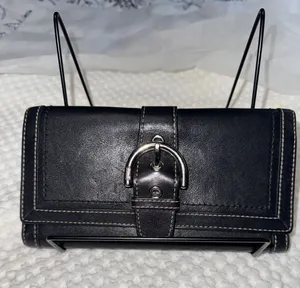 Coach Black Leather Buckle Continental Wallet- Vintage thumbnail 1