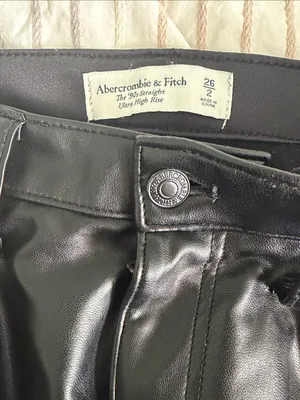 Abercrombie & Fitch Black Faux-Leather Straight Leg Pants thumbnail 8