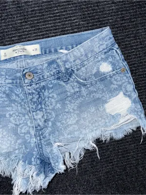 Abercrombie Fitch Low Rise Micro Mini Floral Denim Distressed Jean Shorts 8 Y2K thumbnail 4