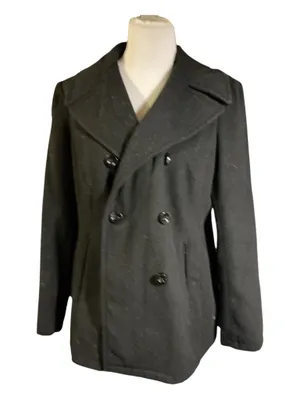 New York & Company Black Double-Breasted Peacoat – Women's Size L thumbnail 1