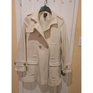 Womens ~Via~ Ivory Wool Peacoat Lined Long Sleeve Jacket Size M thumbnail 8