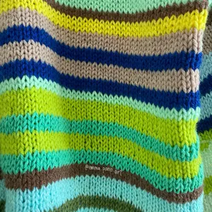 hand knit striped funky fun multi colored oversized sweater Blue Size M thumbnail 10