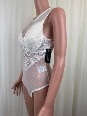 INC INTIMATES Lace Mesh Molded Cup Underwire Thong Bodysuit Sz MD White Cup C-D thumbnail 2