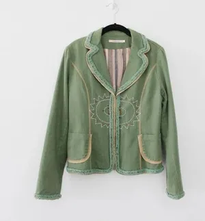 Misomiso Vintage Y2K Linen Bead Embroidered Jacket thumbnail 3