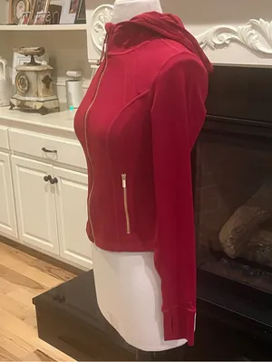 Women’s Berry Pinkish Red Zip-Up Hooded Jacket thumbnail 3